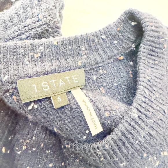 1 State Balloon Sleeve Long Sweater Navy Patterned Size Small - Picture 2 of 6